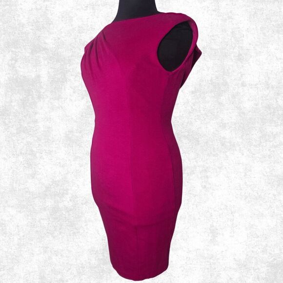 Cache Magenta Bodycon Sheath Dress Size 12 – Ruched Sleeveless Cocktail Party Dr - Picture 4 of 8